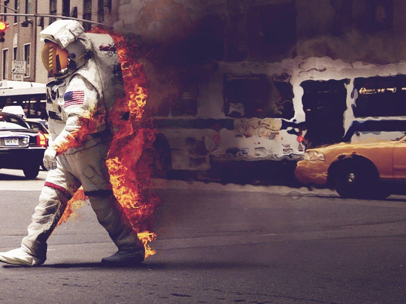 1600x1200 A firefighter at work wallpaper and image, picture, photo