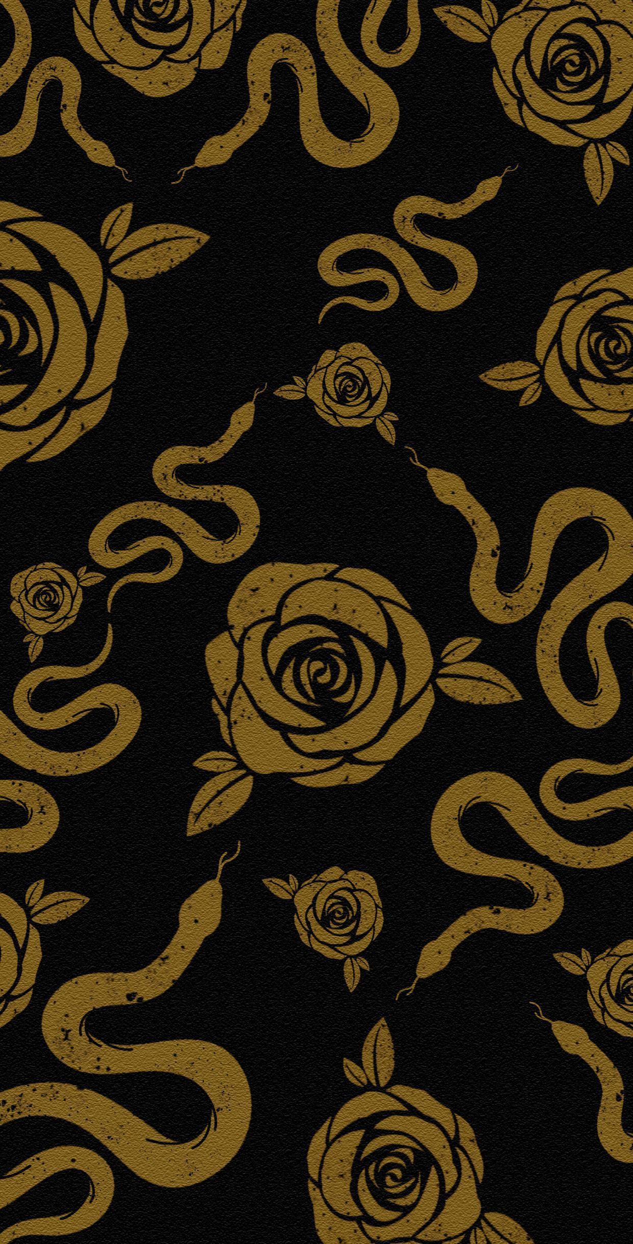 1242x2441 Snakes & Roses Wallpaper. Snake wallpaper, iPhone wallpaper hipster, iPhone wallpaper vintage