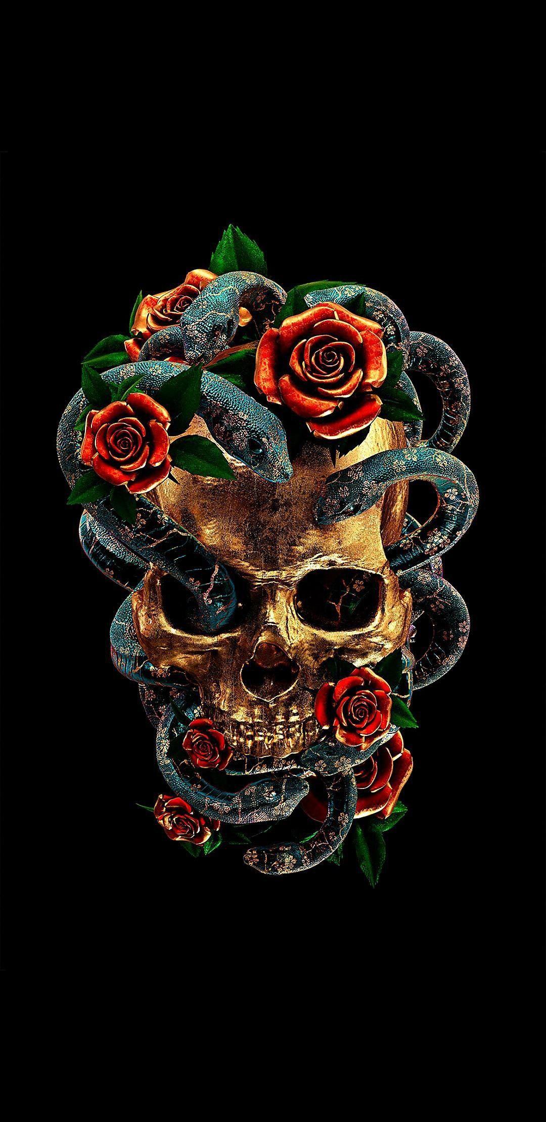 1080x2220 Skull And Snake Wallpaper
