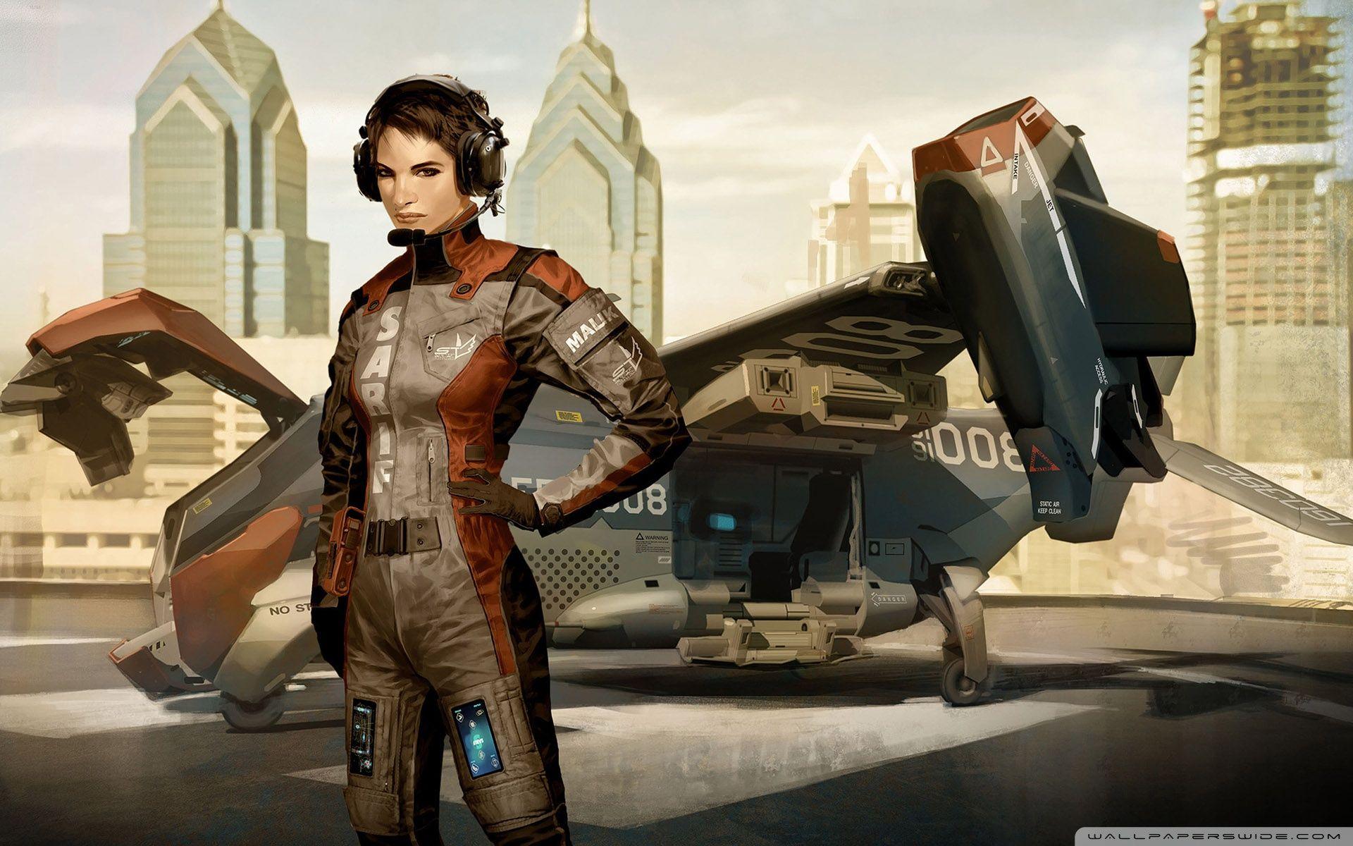 1920x1200 Deus Ex Human Revolution Girl Concept Art Wallpaper