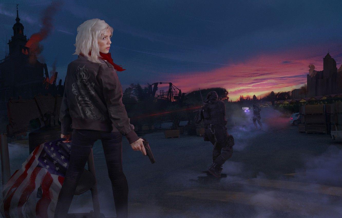 1332x850 Wallpaper girl, war, flag, Homefront The Revolution image for desktop, section игры
