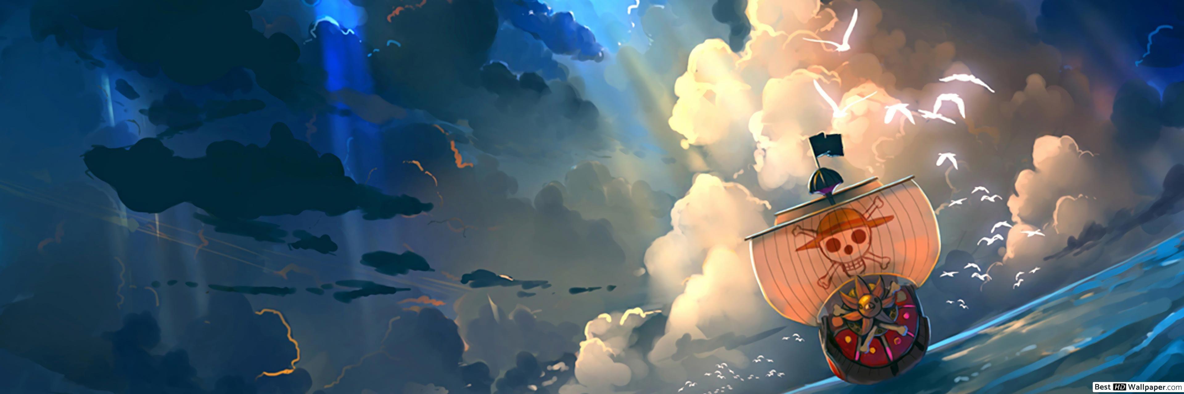 3840x1280 One Piece Sunny HD wallpaper download