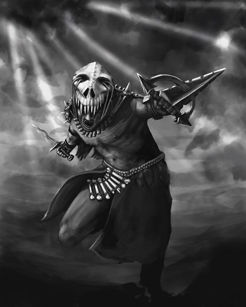 820x1024 Desktop Wallpaper Skulls Warriors Fantasy Masks Black and white