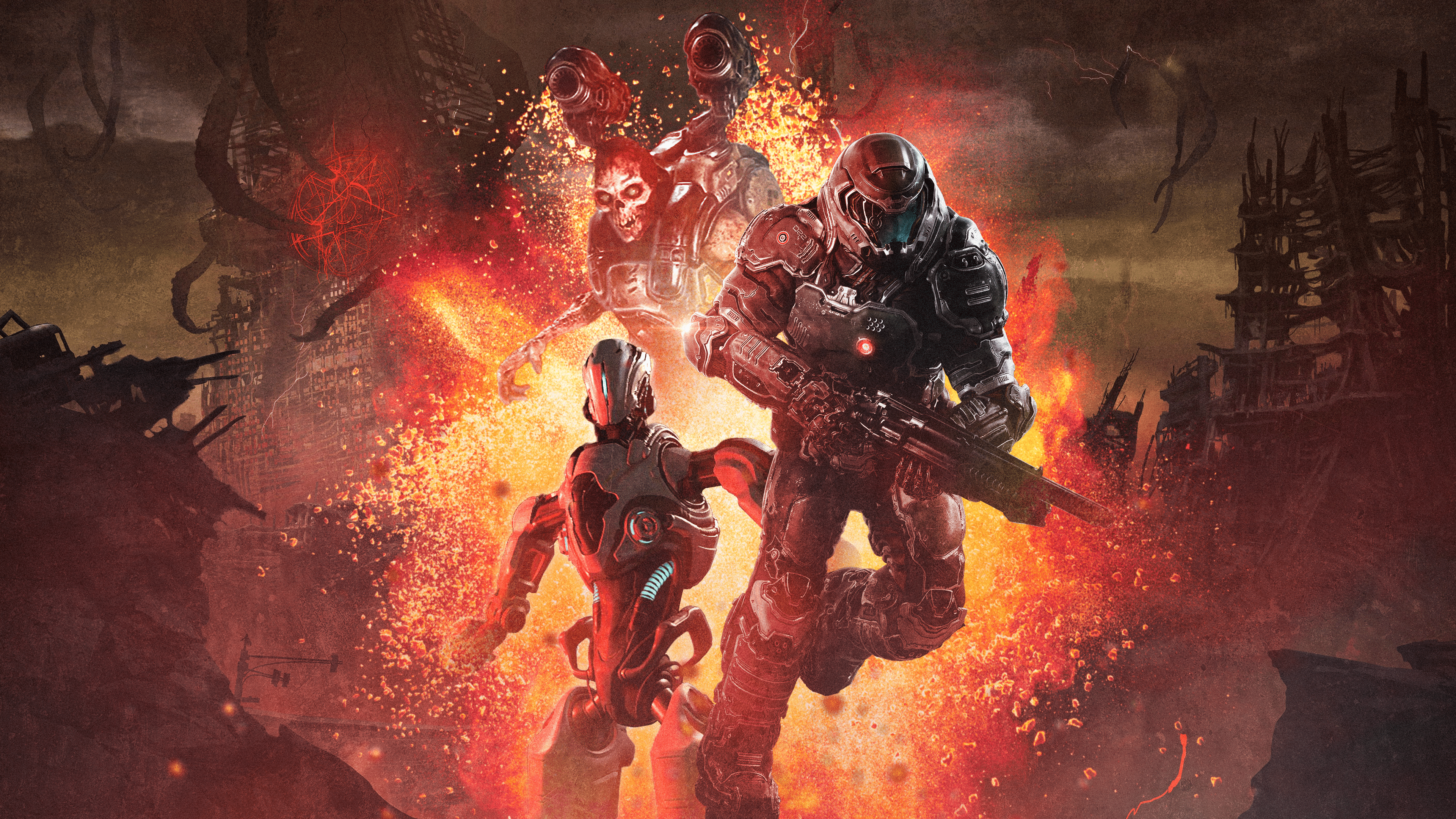 3840x2160 I Made A 4K Doom Wallpaper Using Photohop And Various Game Screenshots Art