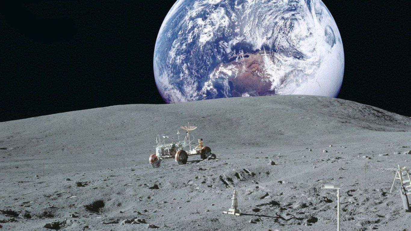 1366x768 Moon and planet earth space Wallpaper, the moon, NASA, lunar vehicle • Wallpaper For You HD Wallpaper For Desktop & Mobile