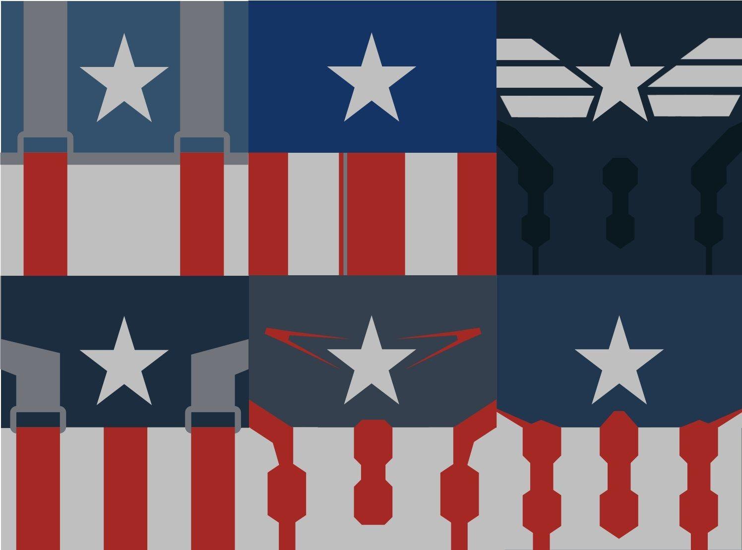 1496x1109 I made a minimalist wallpaper of all Cap's uniforms throughout the films
