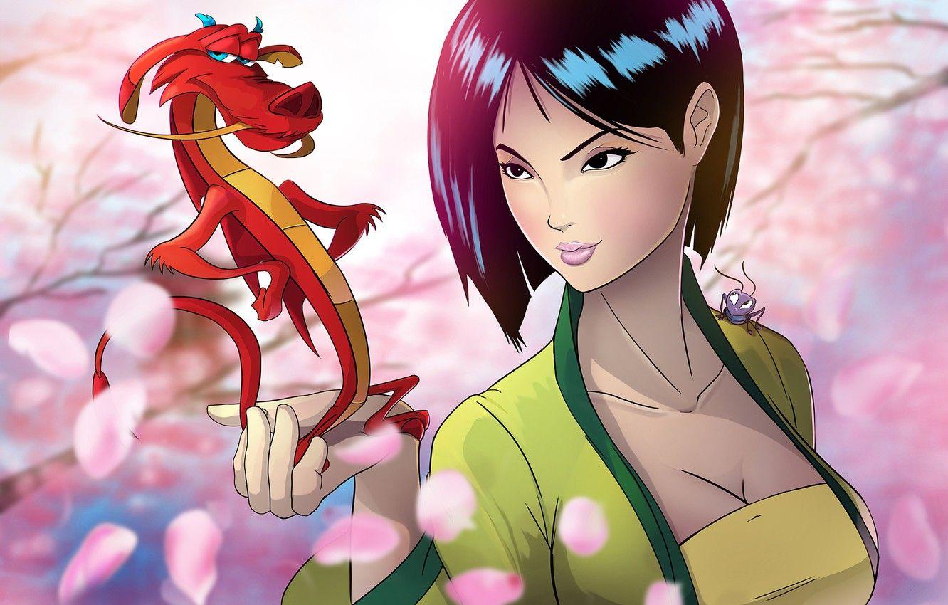 1332x850 Wallpaper girl, dragon, beauty, Princess, disney, mulan image for desktop, section кодомо