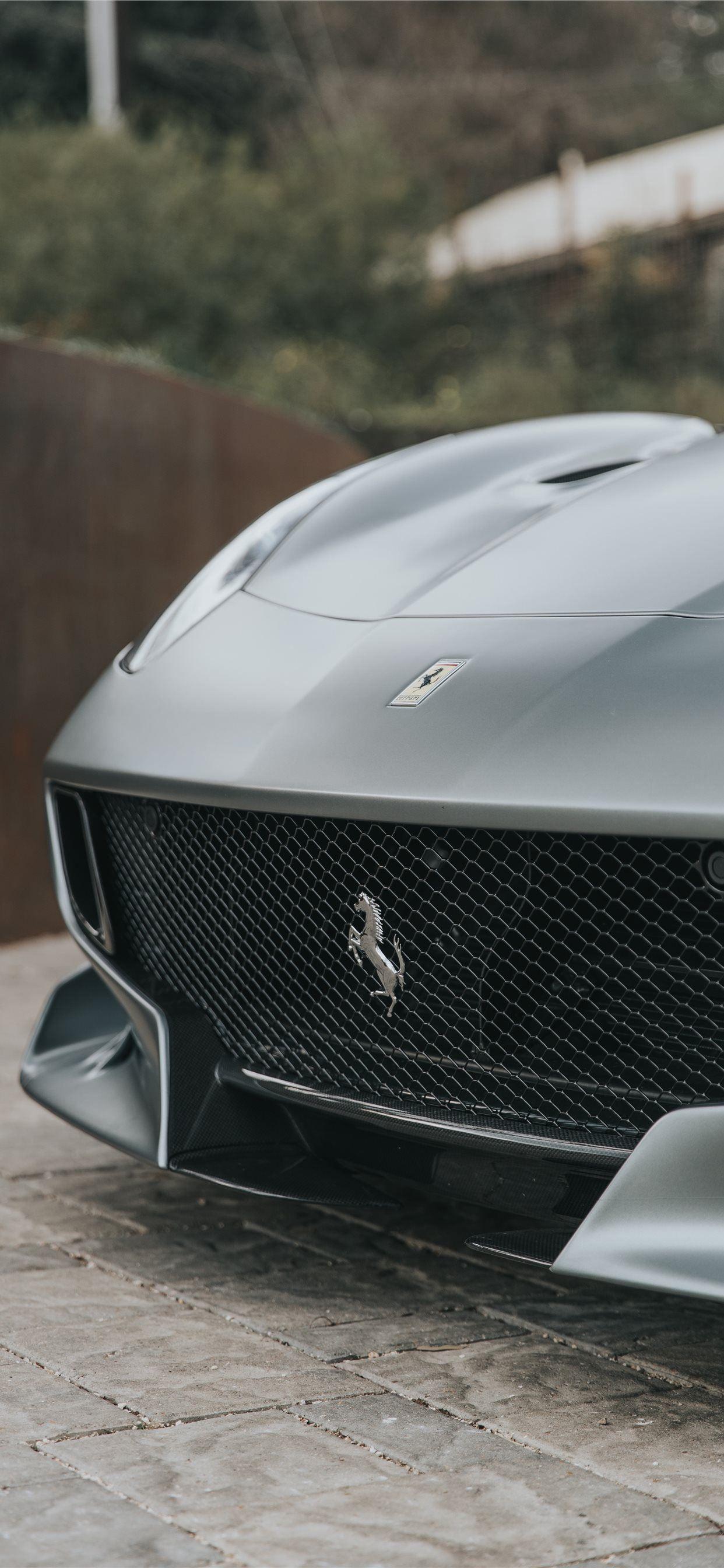 1242x2688 gray Ford Mustang car grille iPhone SE Wallpaper Free Download