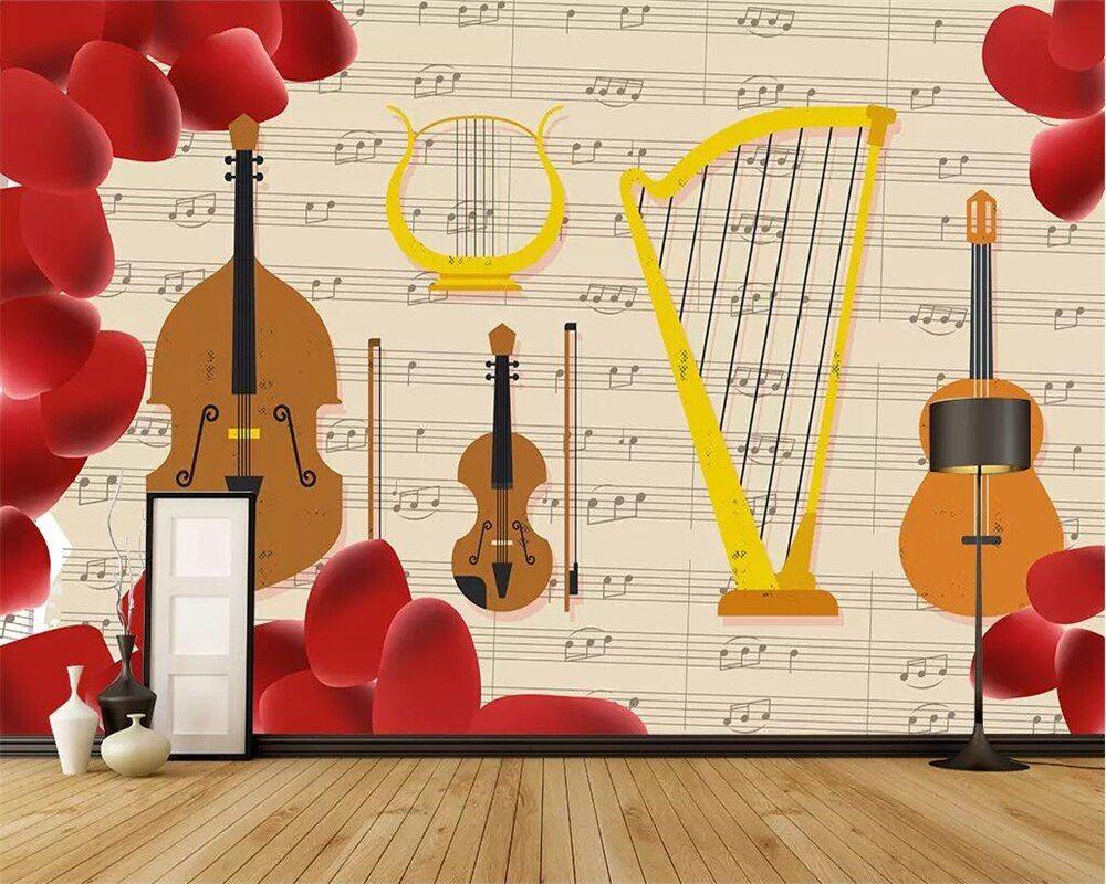 1000x800 beibehang 3D wallpaper custom mural wallpaper high end Nordic simple fashion 3D stereo music art wall decoration painting. Wallpaper