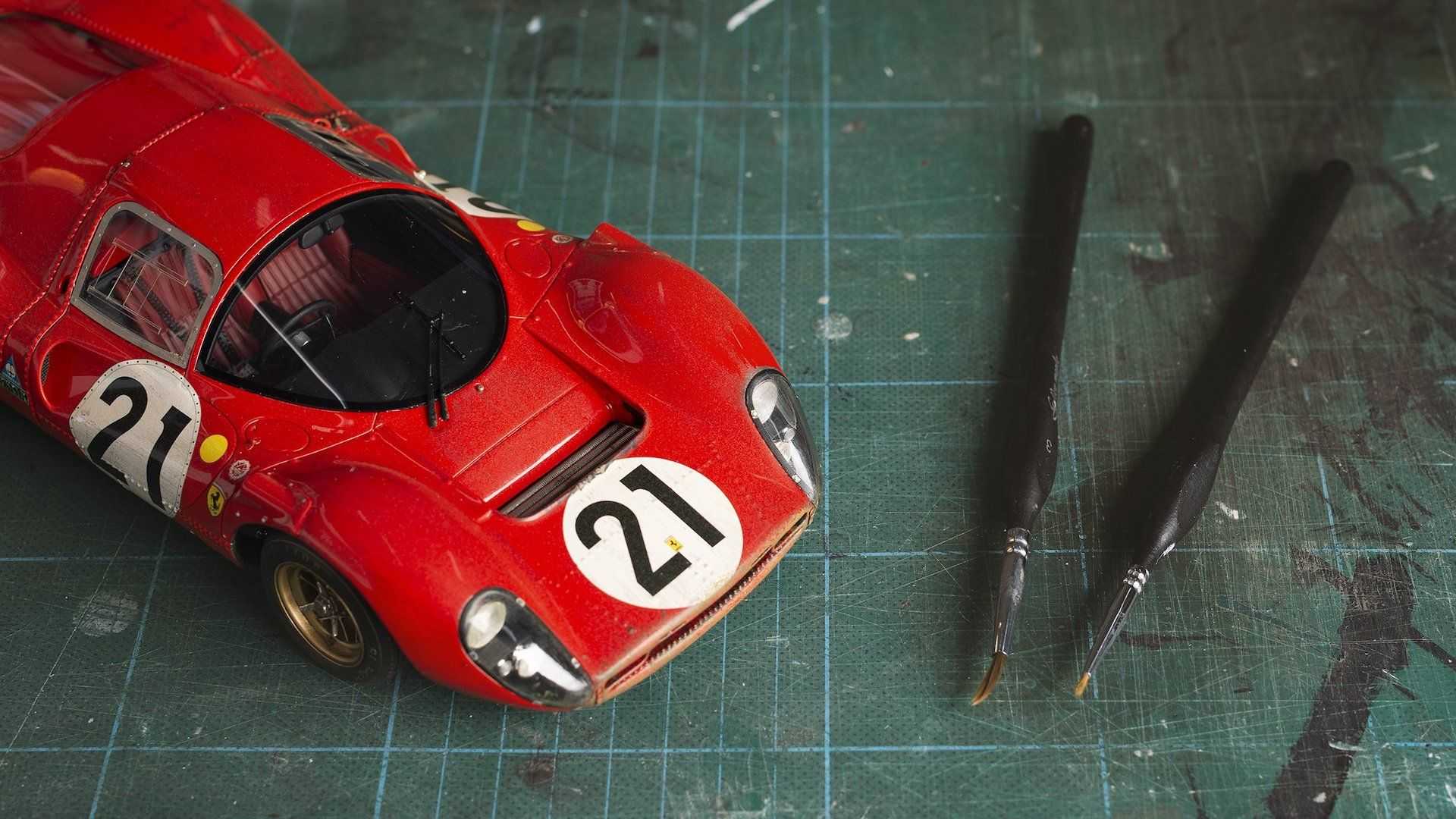 1920x1080 Amalgam Debuts Small Scale Weathered Ferrari 330 P4 Le Mans Model