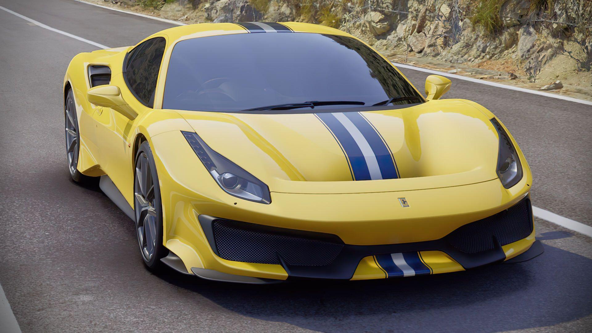 1920x1080 Ferrari 488 Pista Yellow Wallpaper