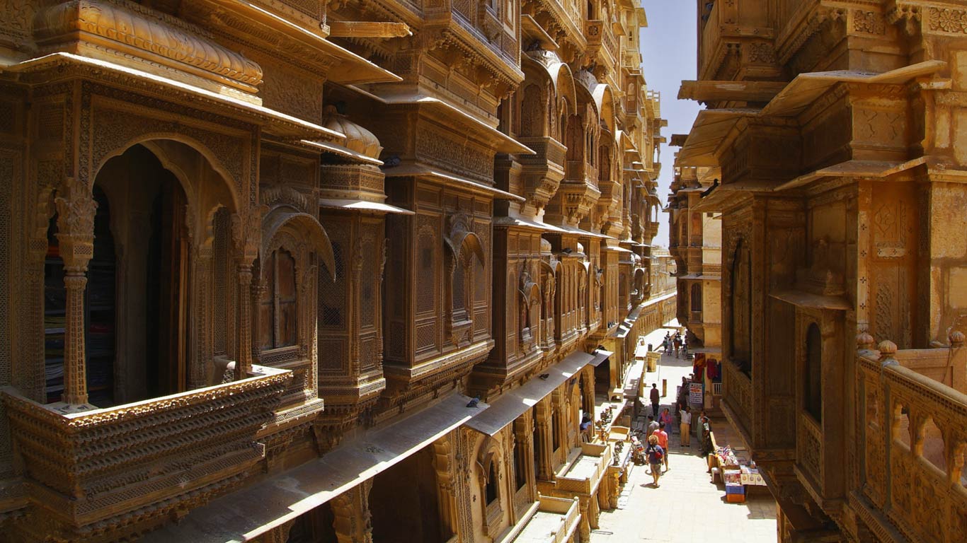 1366x768 Jaisalmer, Rajasthan, India wallpaper