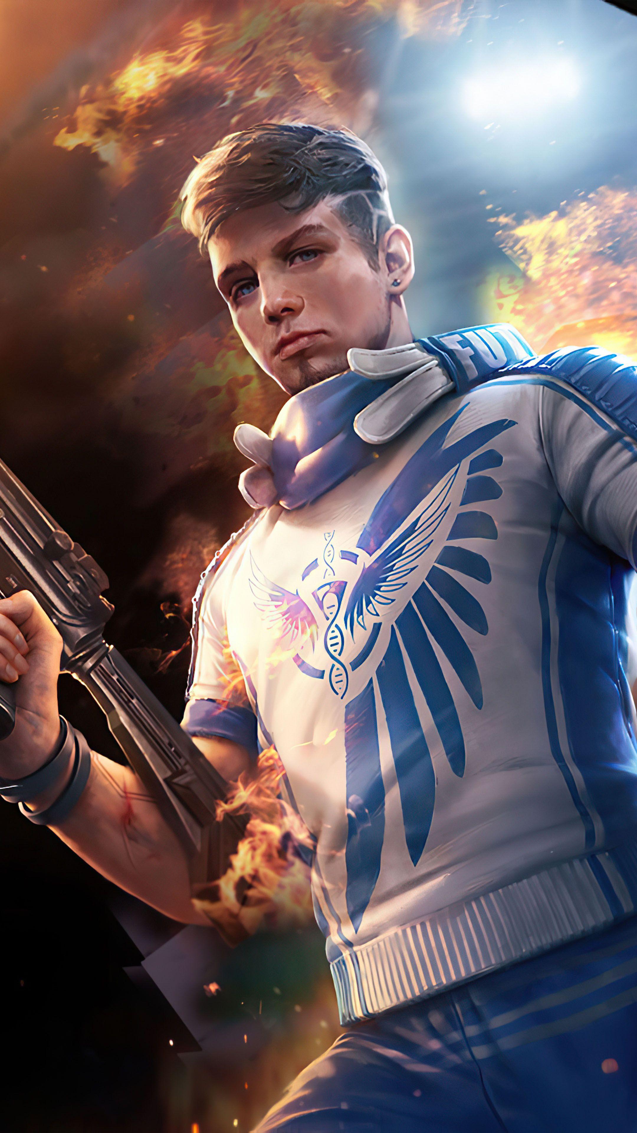 2160x3840 Garena Free Fire Fighter Football Jersey 4K Ultra HD Mobile Wallpaper