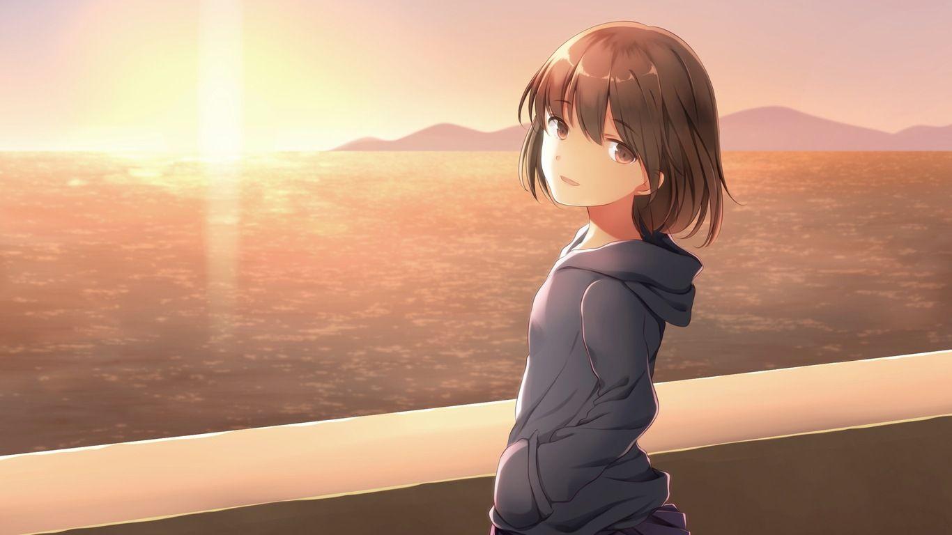 1366x768 Anime Girl Looking Back At Viewer 1366x768 Resolution HD 4k Wallpaper, Image, Background, Photo and Picture