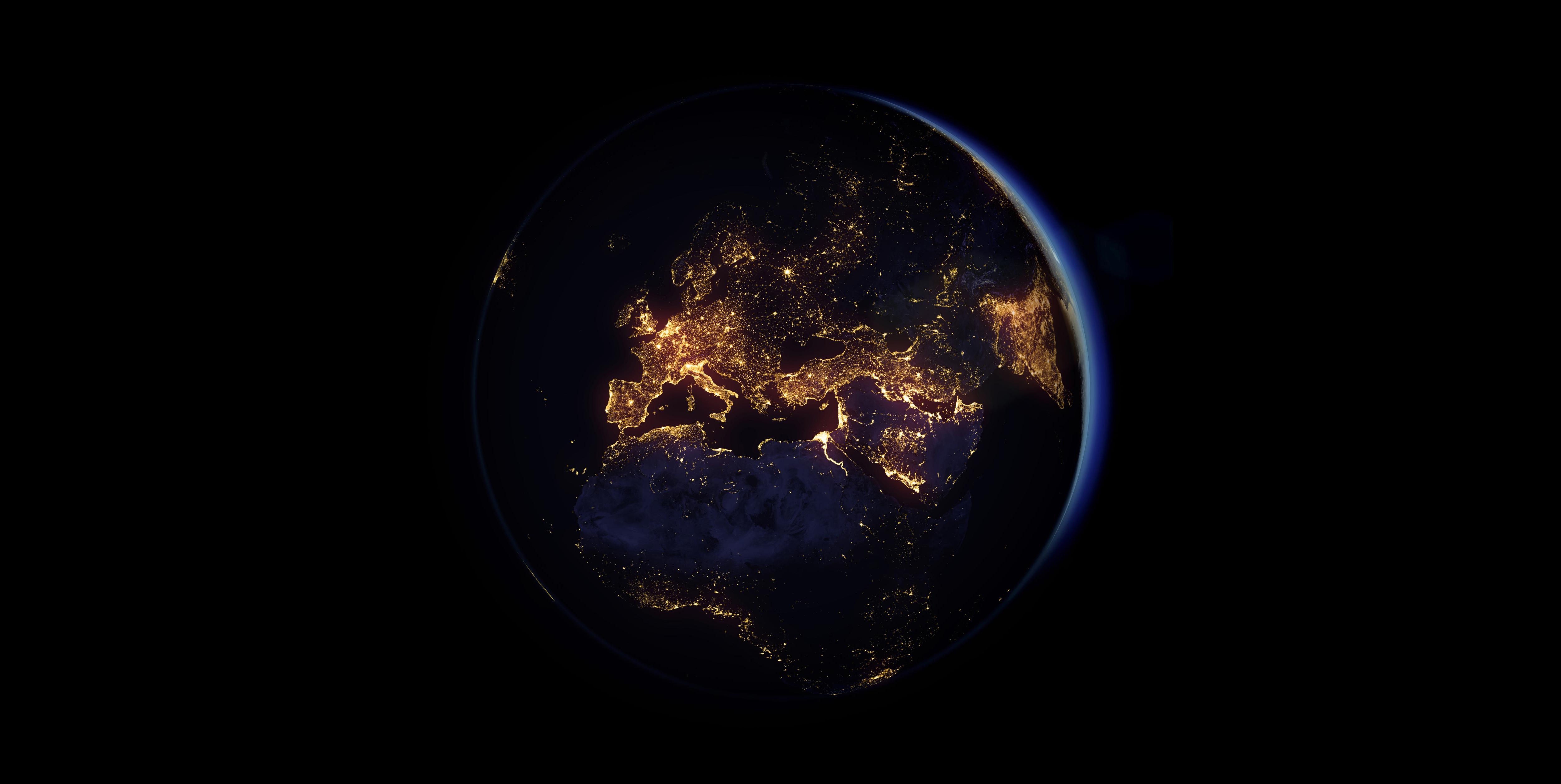 5000x2512 Earth At Night Wallpaper