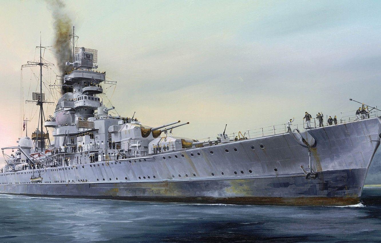 1332x850 Wallpaper ship, art, Navy, military, cruiser, cruiser, German, WW Navy, Prinz Eugen image for desktop, section оружие