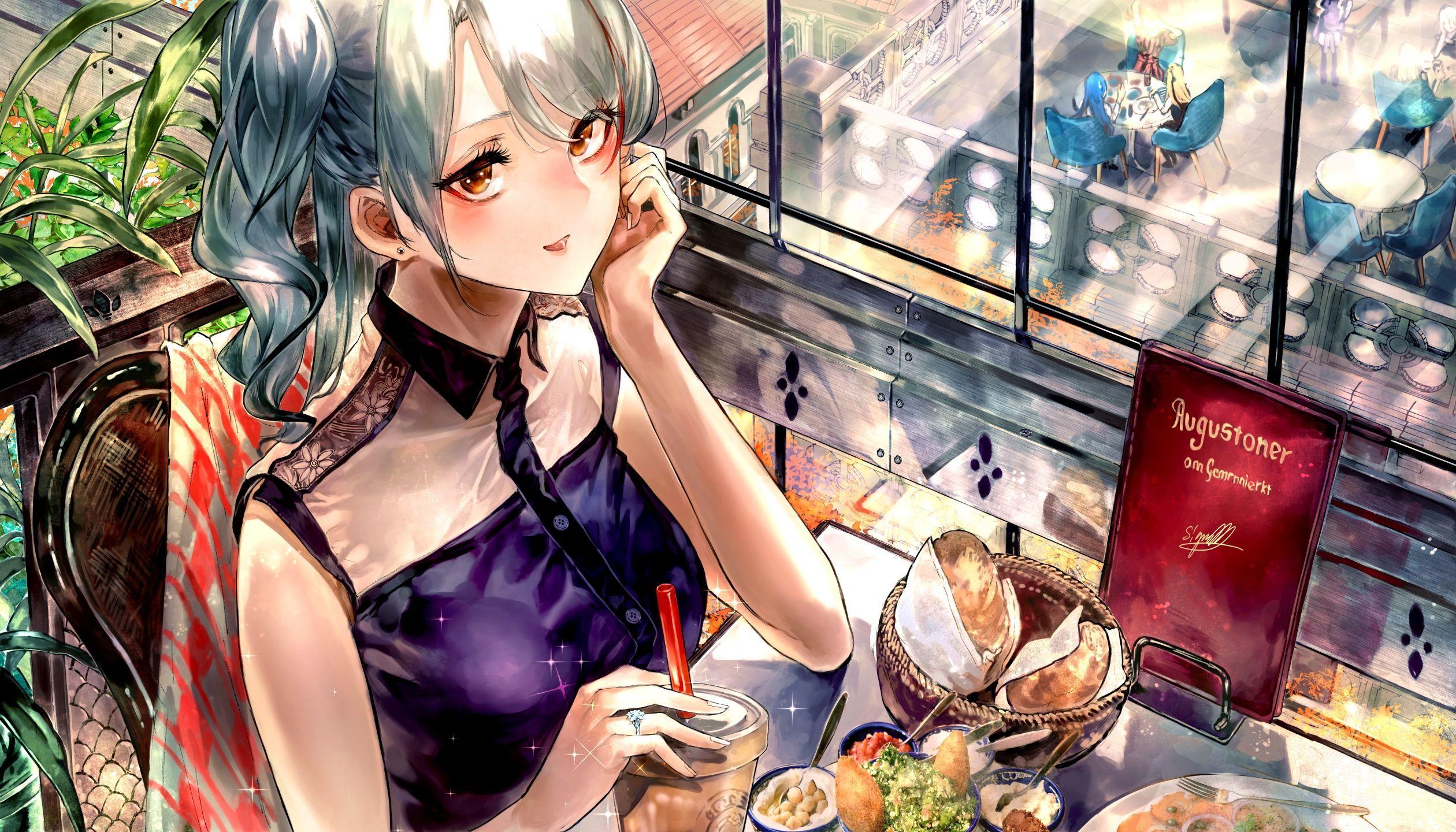 2520x1440 Download 2520x1440 Prinz Eugen, Azur Lane, Eating, Hungry, Anime Games Wallpaper. Anime, Original wallpaper, Anime art