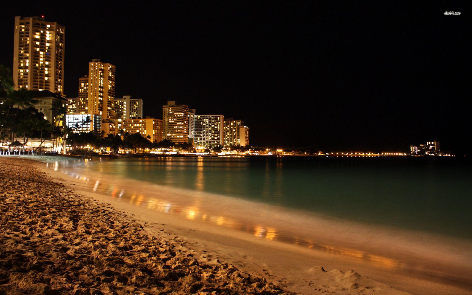 1920x1200 Waikiki Night Wallpaper