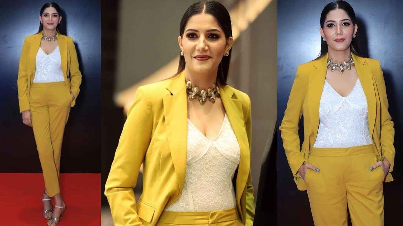1280x720 Sapna Choudhary looks like a diva in this yellow pantsuit!