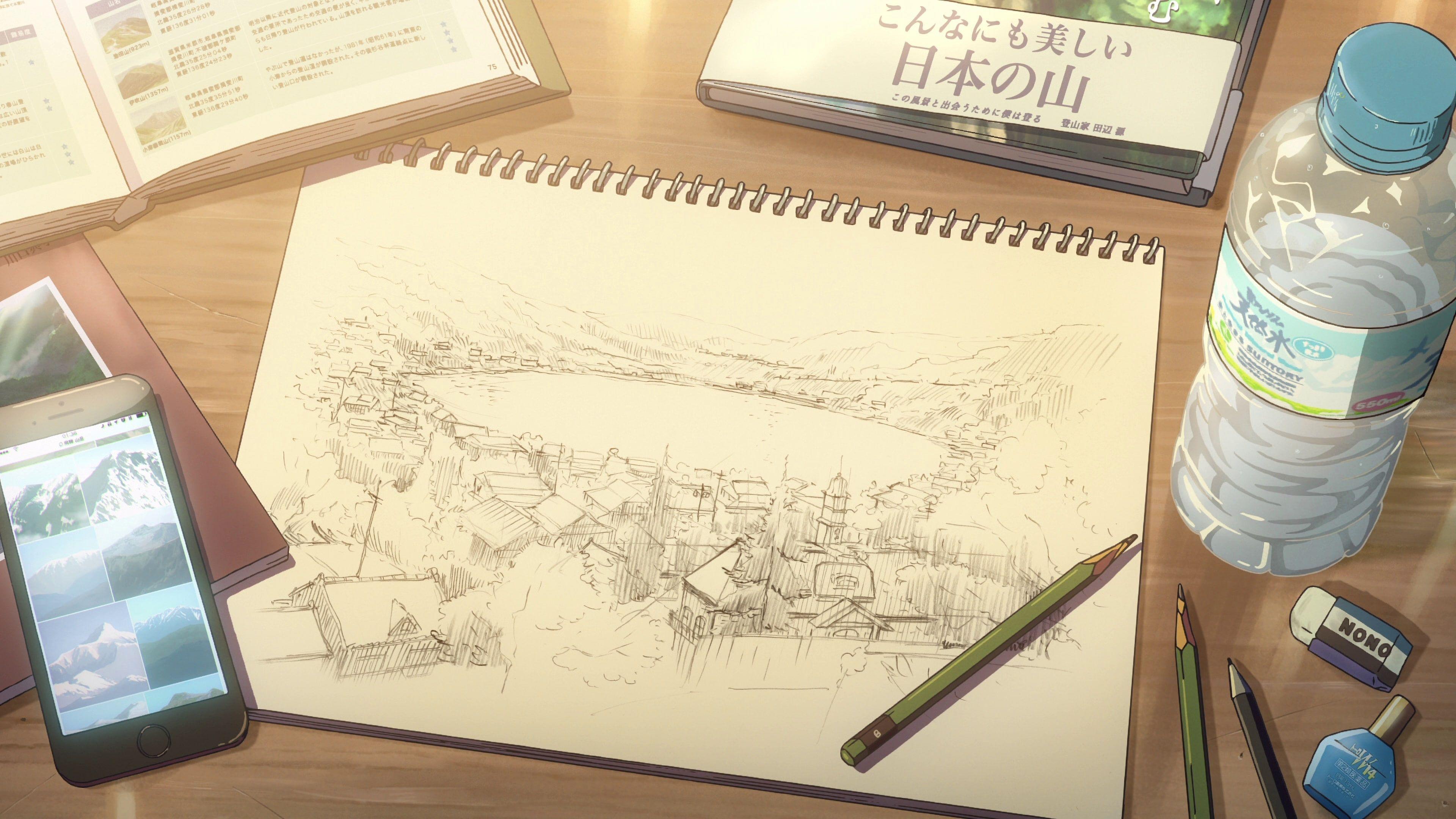 3840x2160 HD wallpaper: Anime, Your Name., Drawing, Kimi No Na Wa., Sketch, Sketchbook Wallpaper Market
