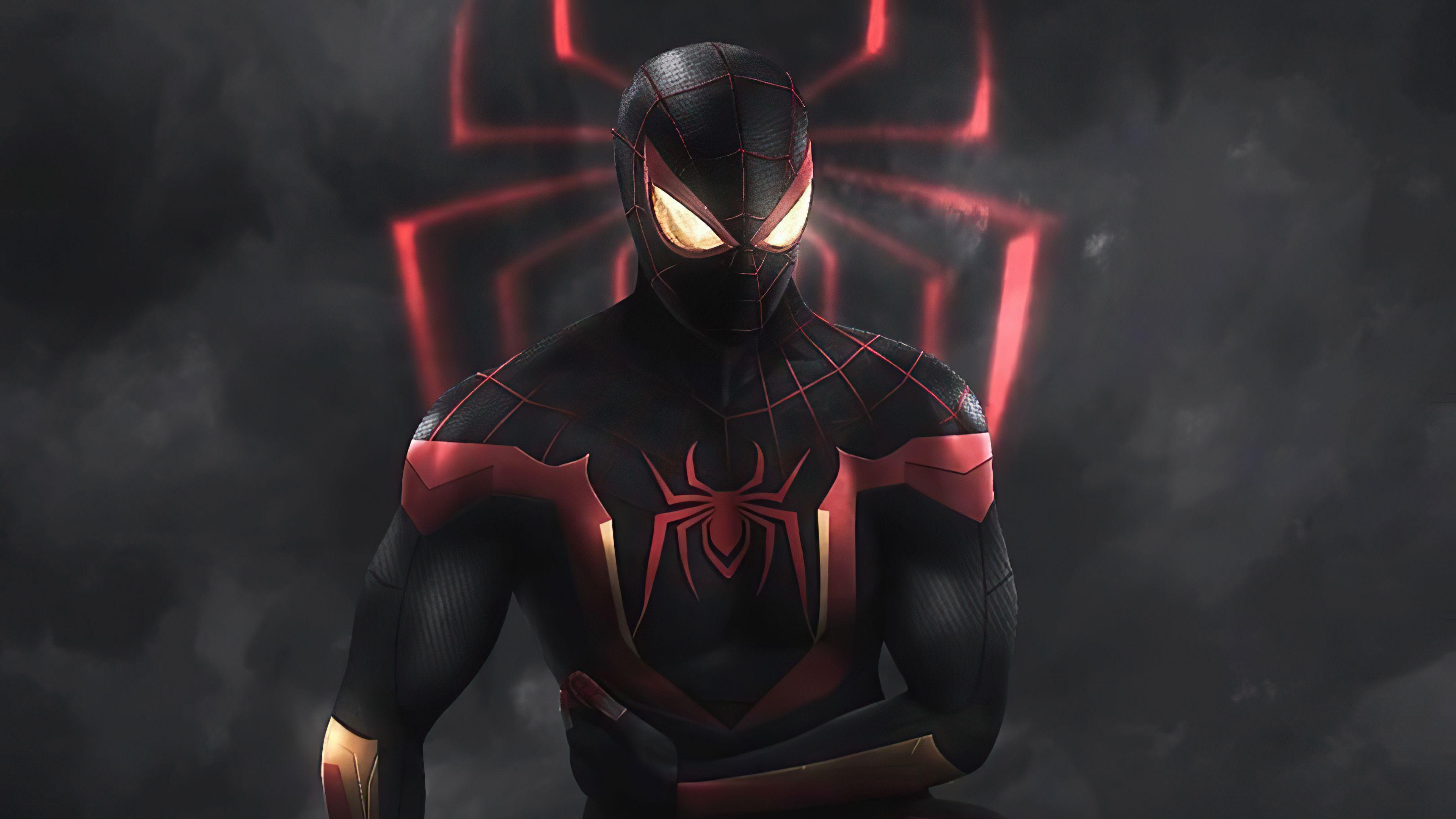 3840x2160 Spiderman with black and red suit Wallpaper 4k Ultra HD