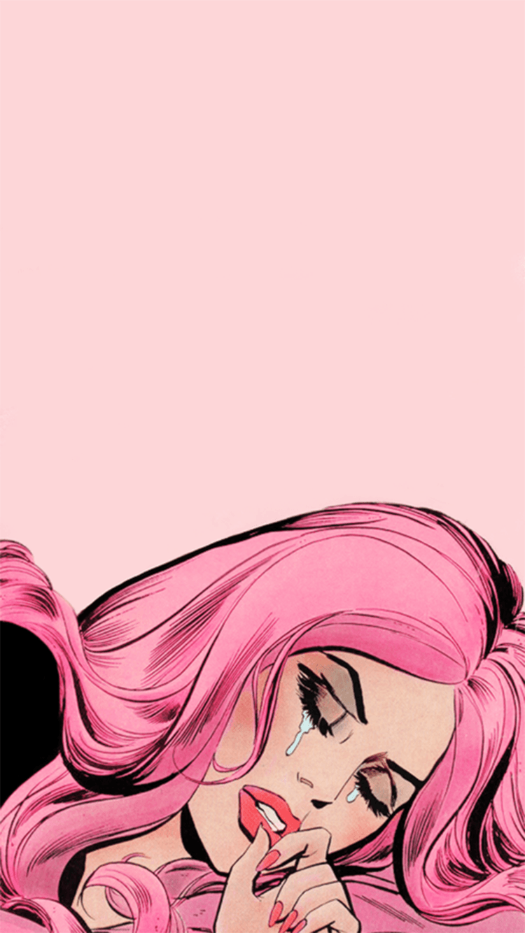 750x1334 Tumblr Girl Cartoon Wallpaper