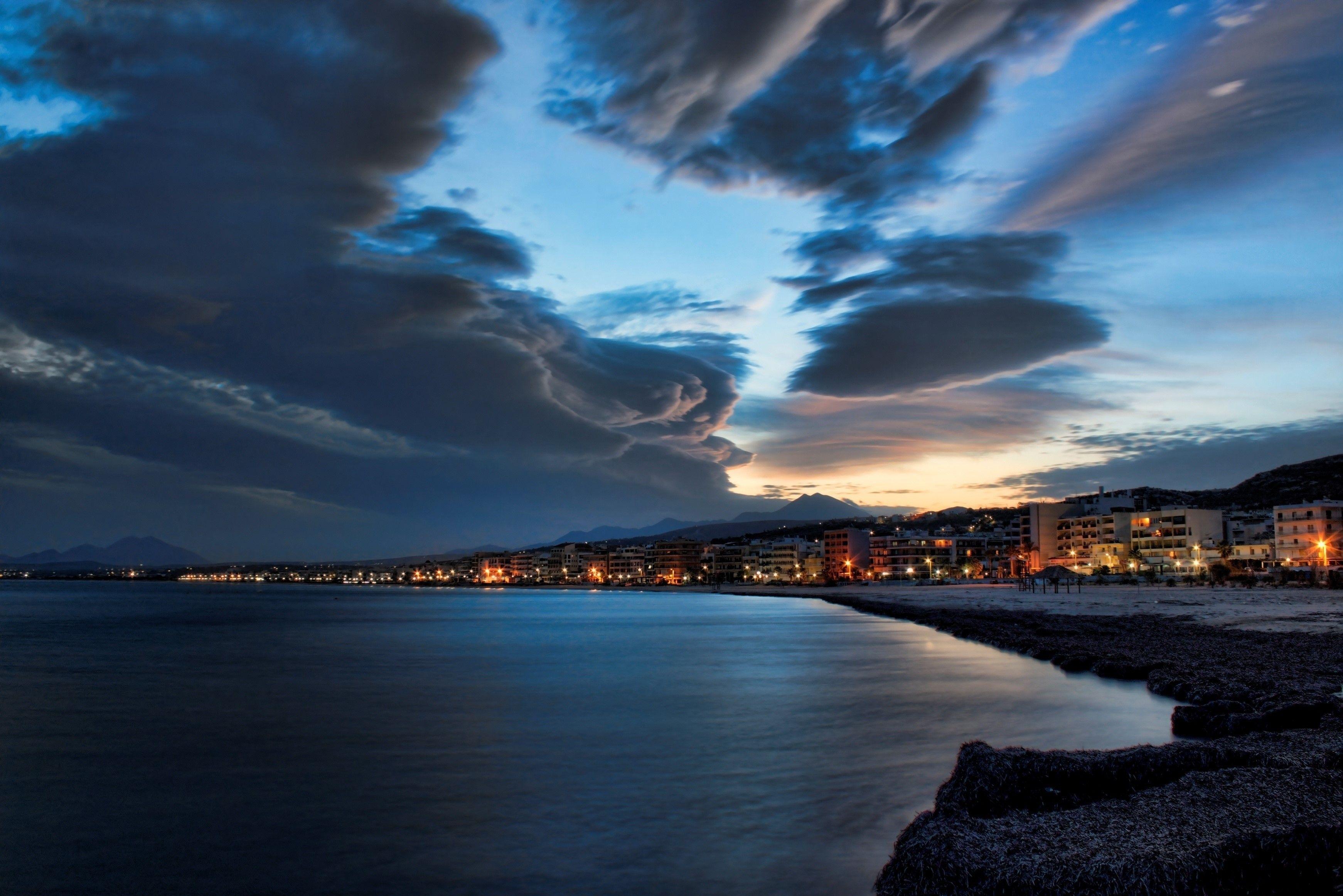 3483x2323 Evening, Beach, City, Sky, Sea wallpaper