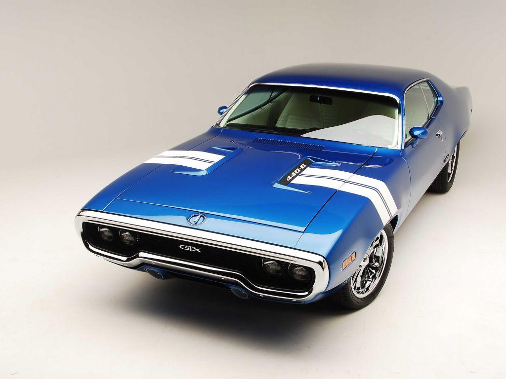 1024x768 Desktop wallpaper blue, plymouth gtx, muscle car, HD image, picture, background, c34b0b
