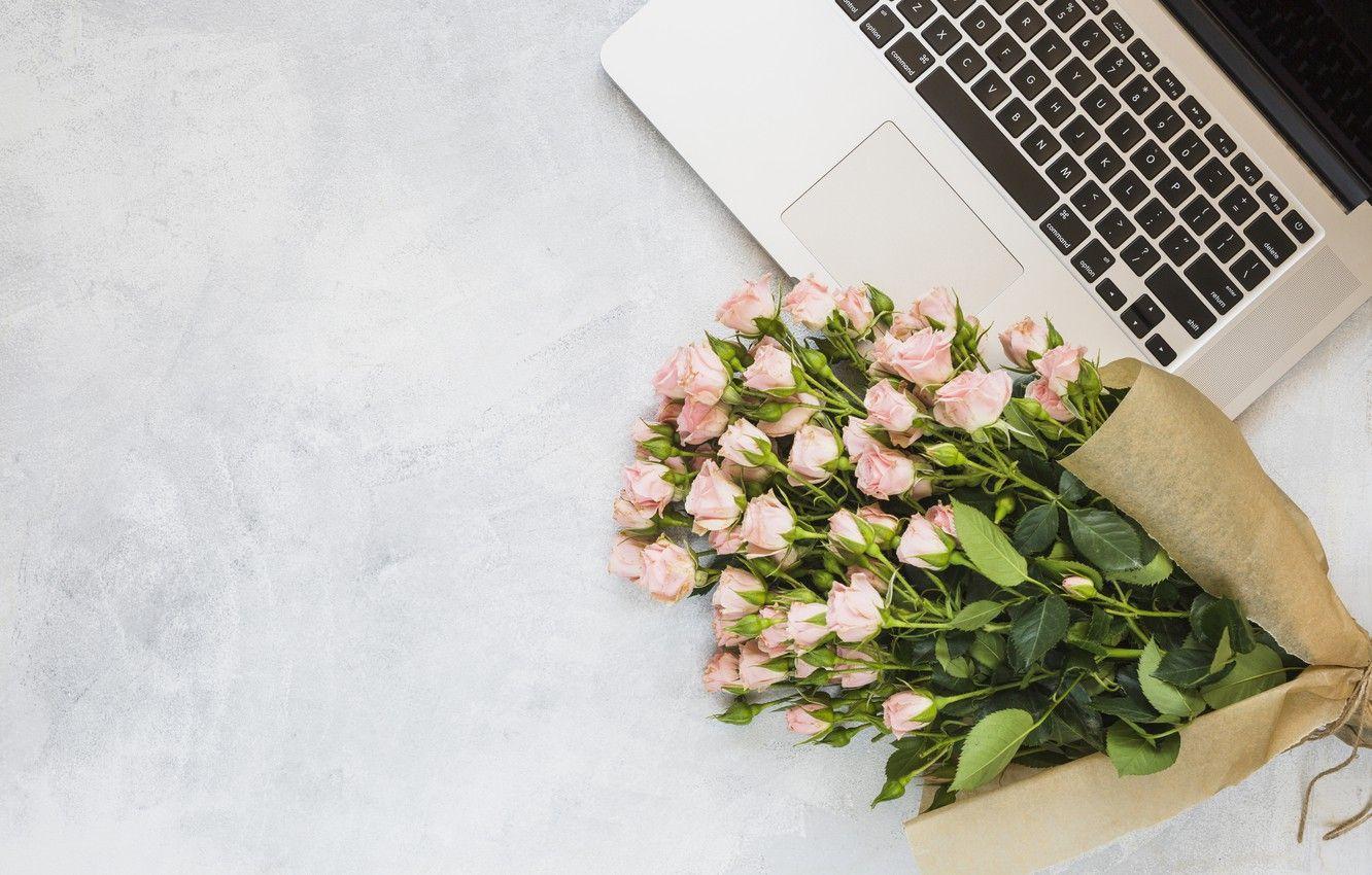 1332x850 Wallpaper flowers, roses, bouquet, laptop, pink, pink, flowers, beautiful, romantic, roses, laptop image for desktop, section цветы