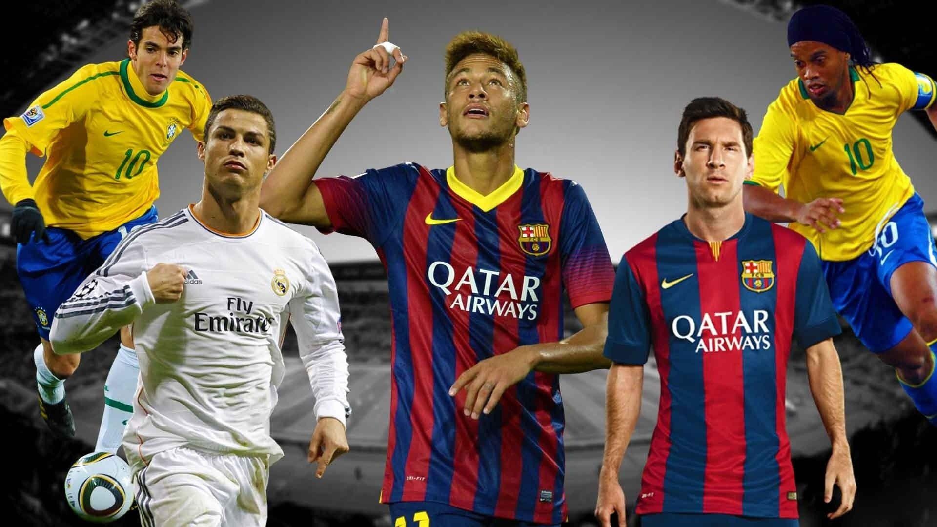 1920x1080 lionel messi vs cristiano ronaldo vs kaka vs ronaldinho : HD Wallpaper Download
