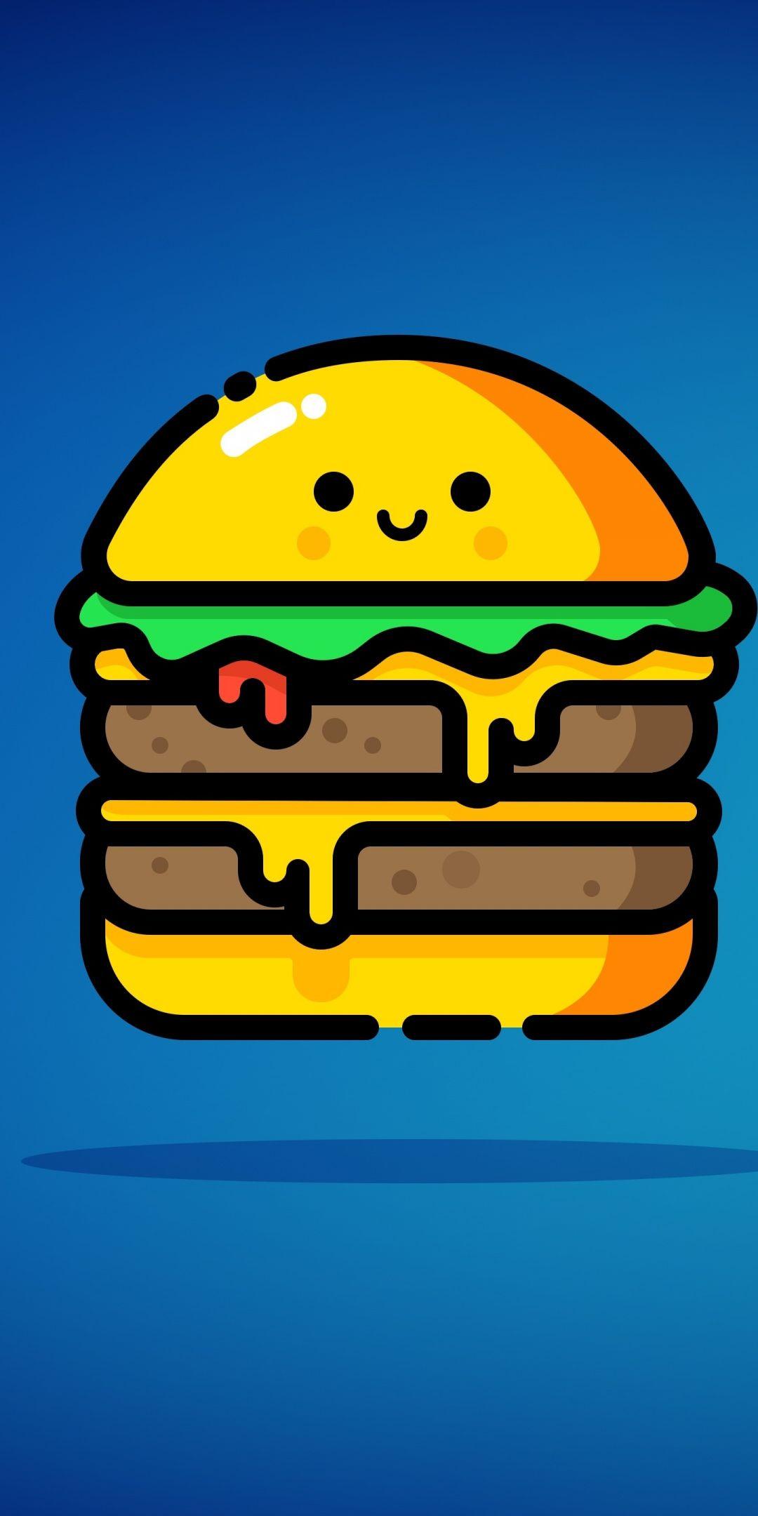 1080x2160 Cheese burger, blue, smiley, digital art, 1080x2160 wallpaper. Blue digital art, Digital art, Art