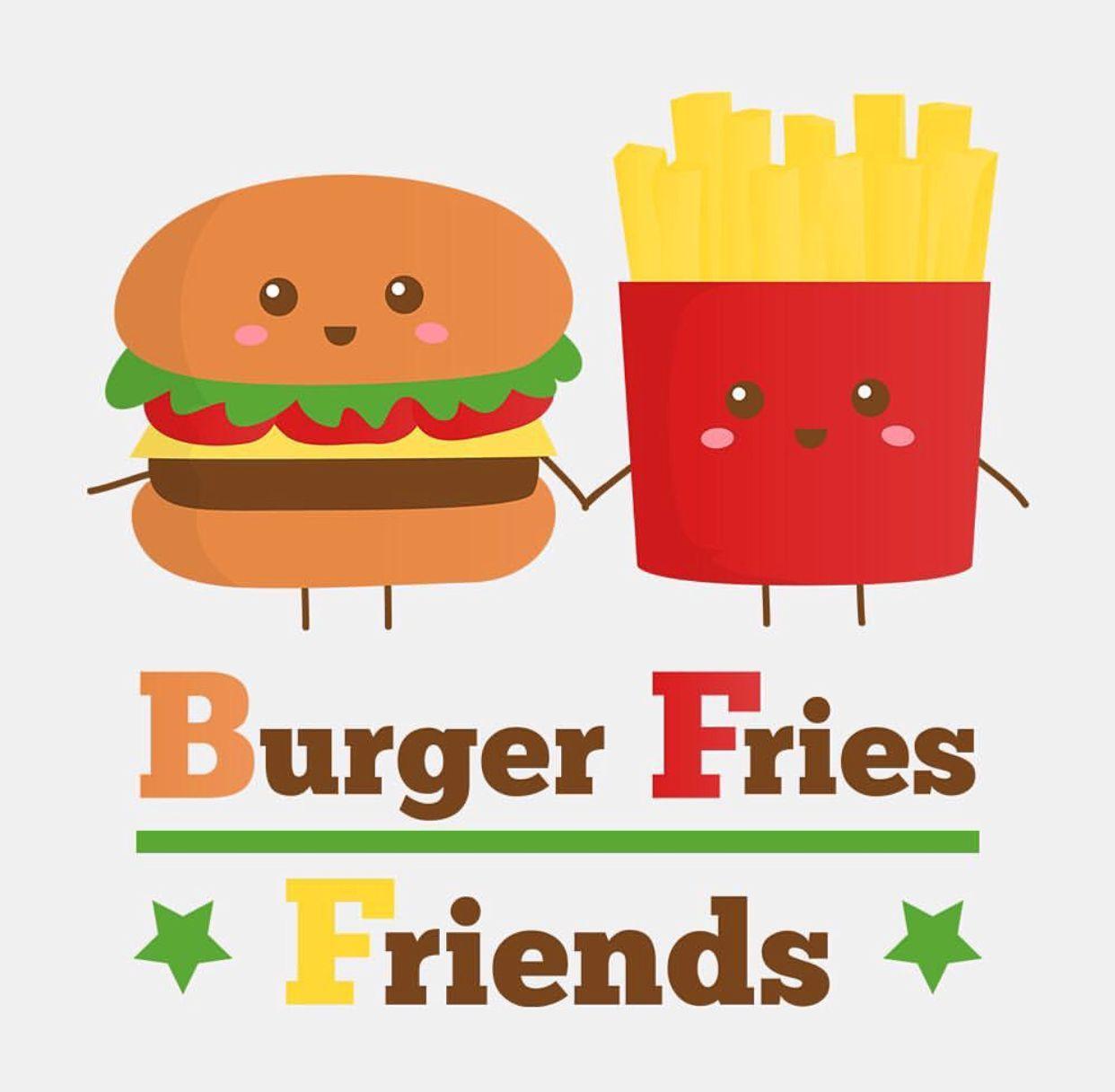 1242x1216 Best Friends Forever: Burger & Fries #BFF. Spreadshirt. Burger and fries, Cute cartoon food, Friend cartoon