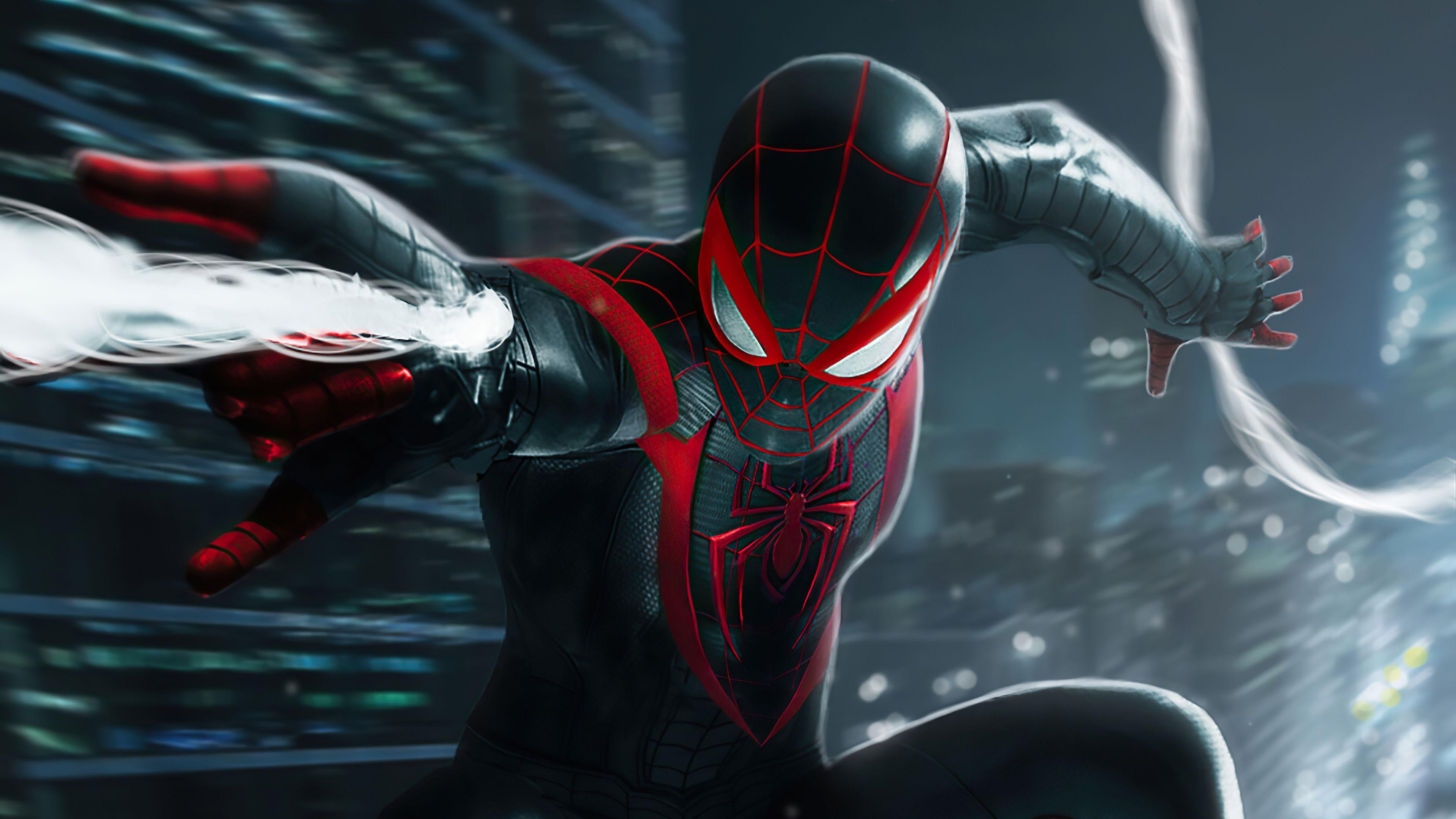 3840x2160 Marvel's Spider Man Miles Morales Attacking 4K HD Wallpaper