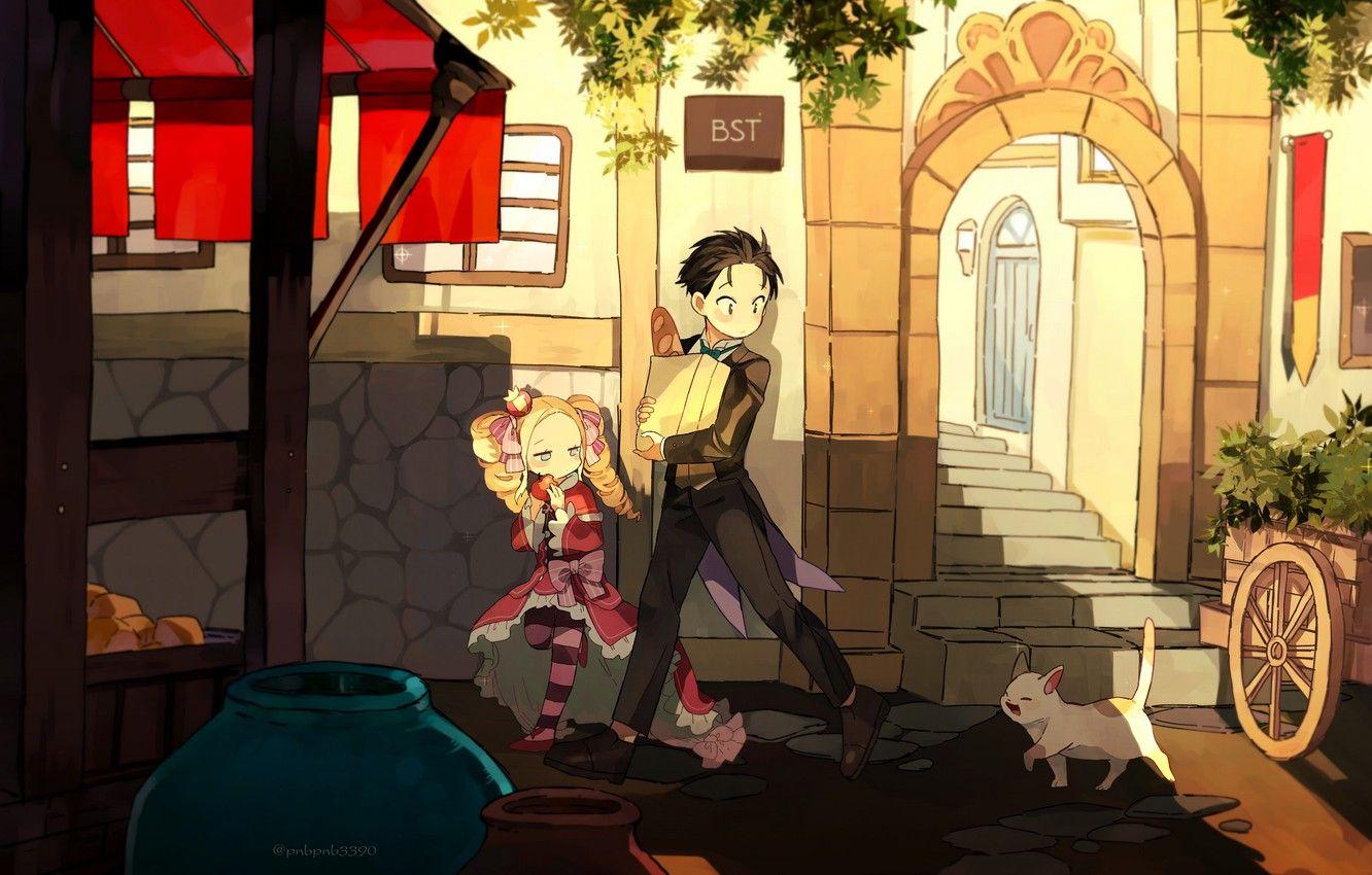 1332x850 Wallpaper cat, Beatrice, Re: Zero Kara Hajime Chip Isek Or Seikatsu, Natsuki Subaru image for desktop, section сёнэн
