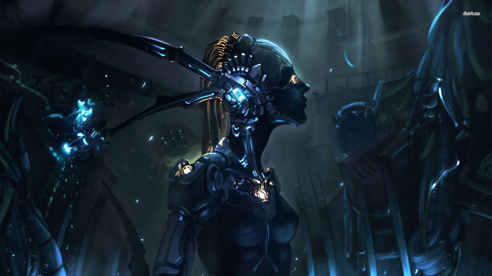 1920x1080 Female Robot Wallpaper