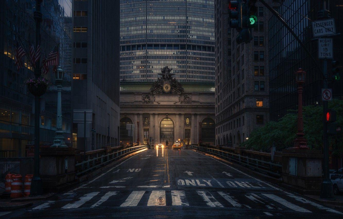 1332x850 Wallpaper street, taxi, New York, Grand Central Terminal, Central station image for desktop, section город