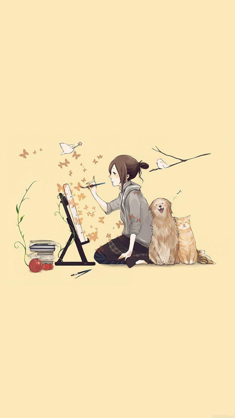 750x1334 Cute Puppy Anime Wallpaper