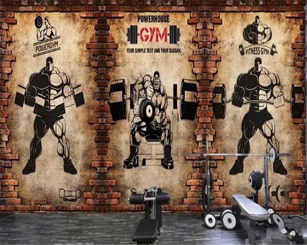 1000x800 beibehang Wallpaper 3D nostalgic brick wall retro sports fitness club weightlifting bar restaurant decoration background wall. Wallpaper