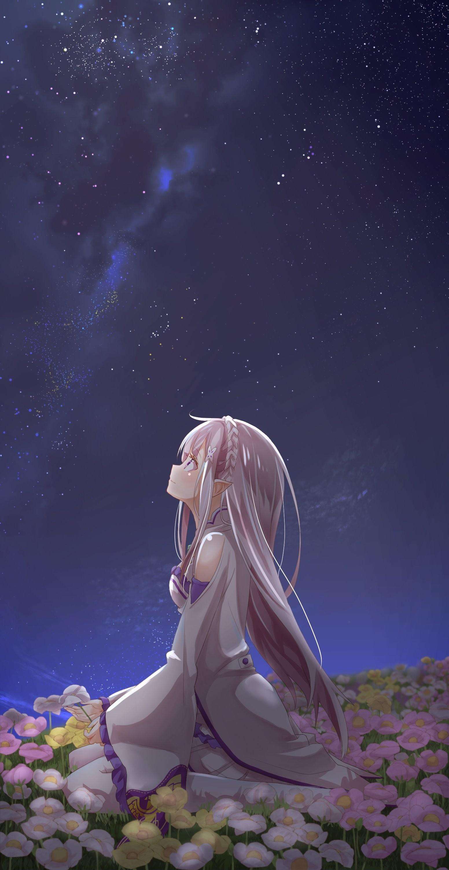 Anime Original Girl Sky Starry Sky Sunset Whale HD wallpaper  Peakpx