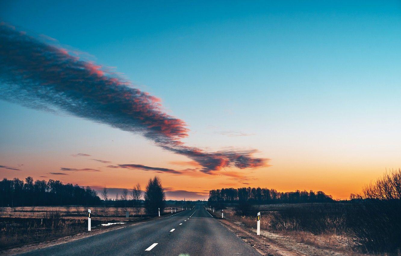 1332x850 Wallpaper road, field, Lithuania image for desktop, section пейзажи