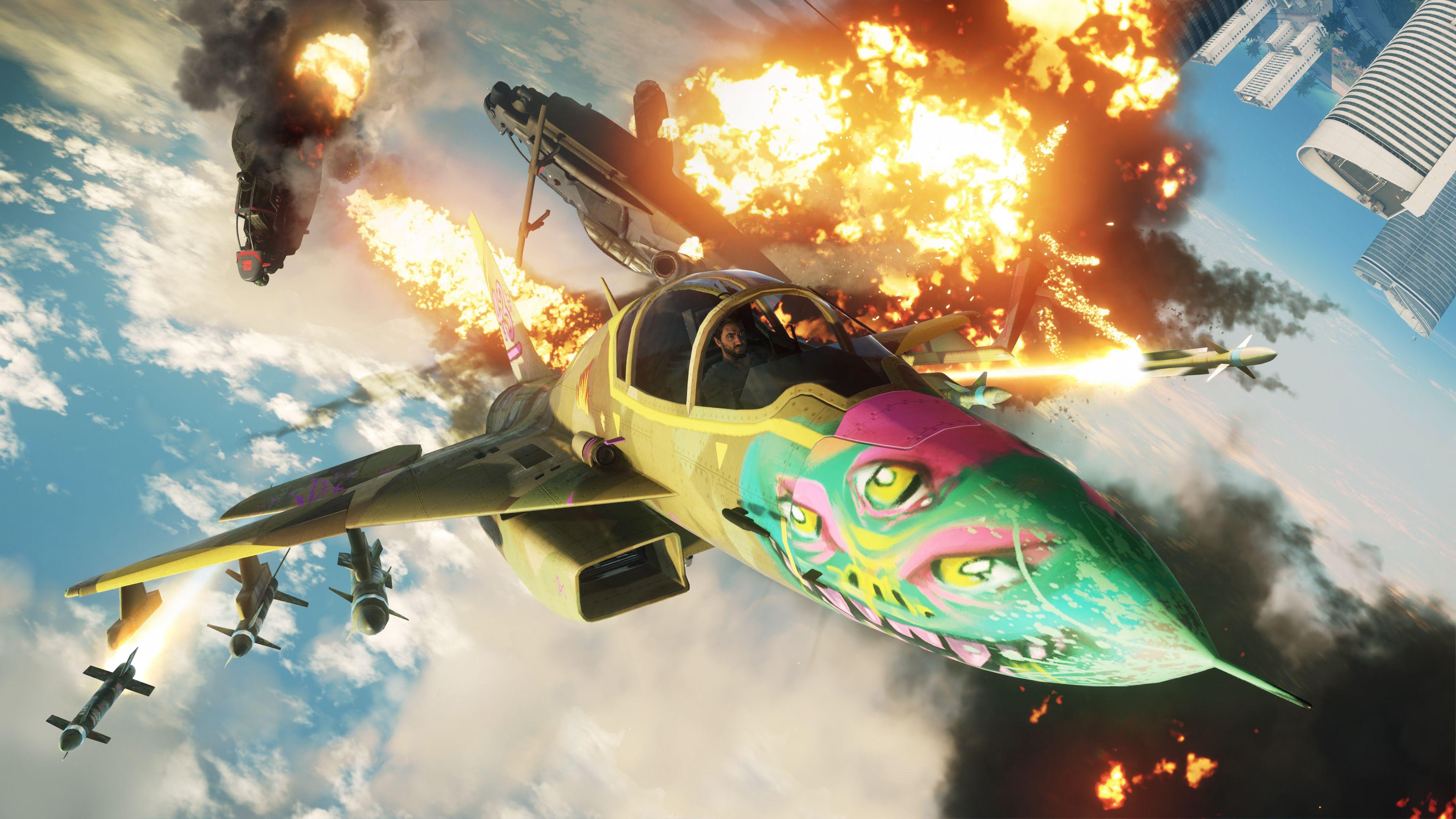 3840x2160 Just Cause 4 Rico Rodriguez Fighter Jet 4K