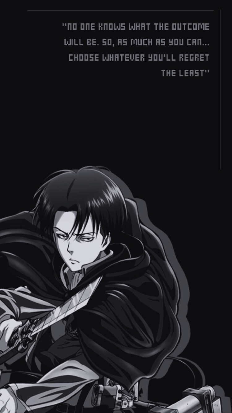 750x1334 Levi Attack On Titan Black And White Wallpaper