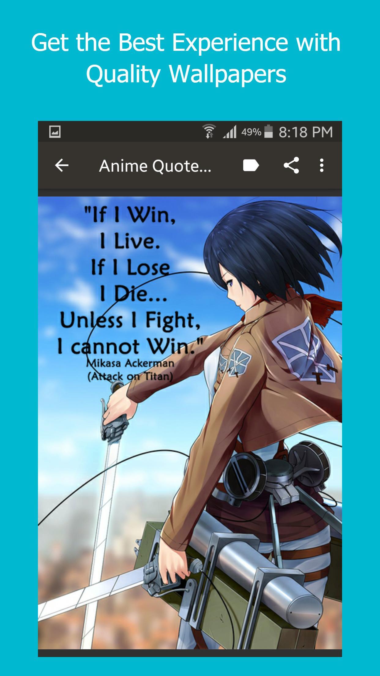 1242x2208 Anime Quote Wallpaper for Android