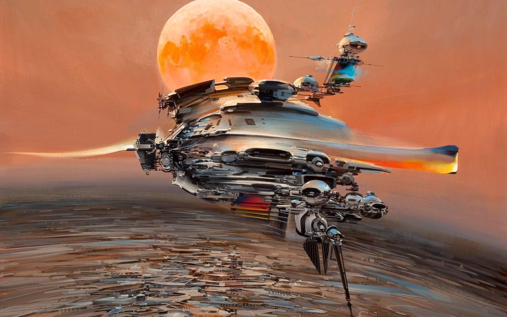 2048x1280 spaceship, Painting Wallpaper HD / Desktop and Mobile Background