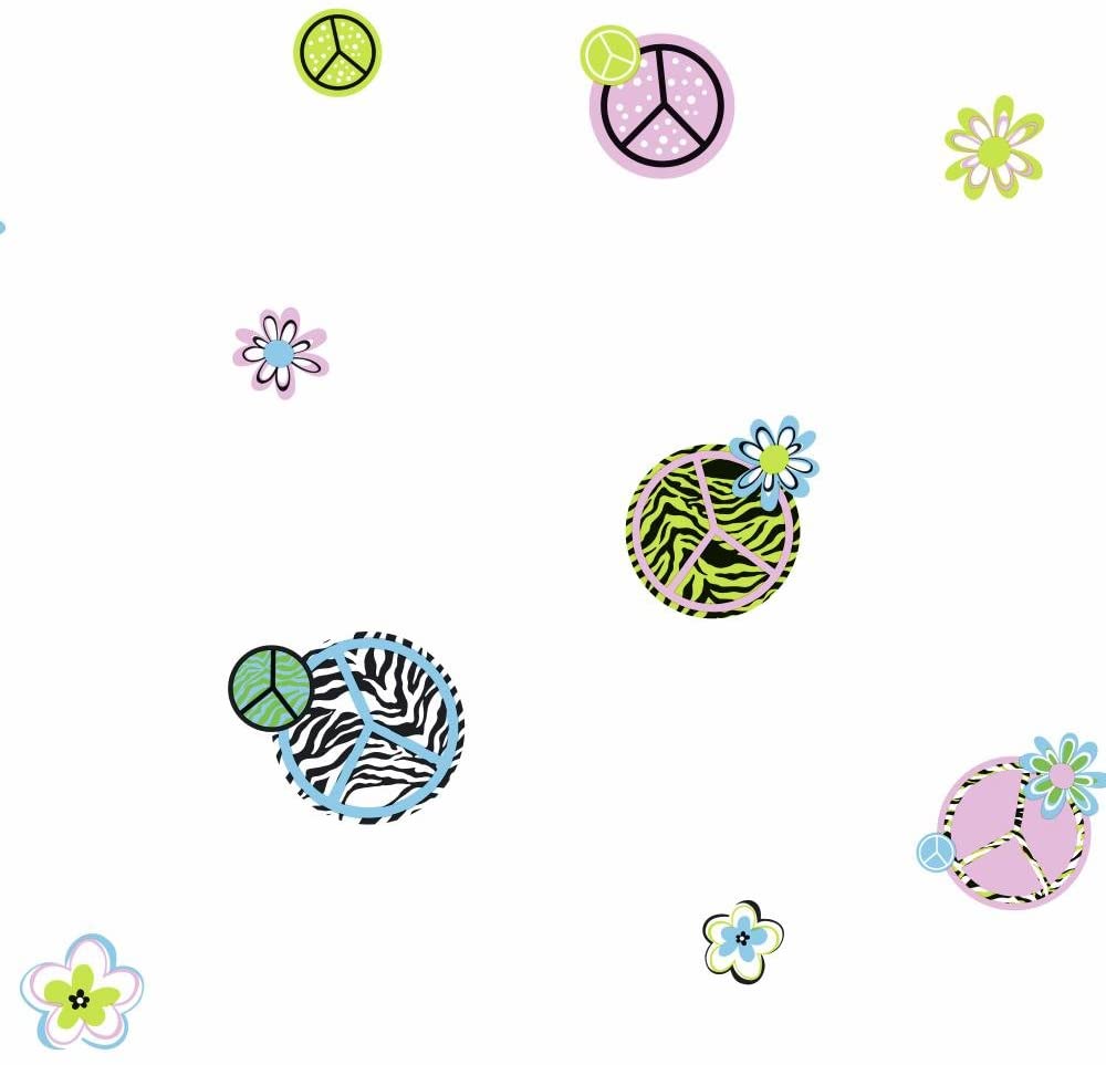1000x963 York Wallcoverings KS2279 Cool Kids Peace Zebra Wallpaper, Snow Pistachio Snow Cone Blue Licorice Lavender