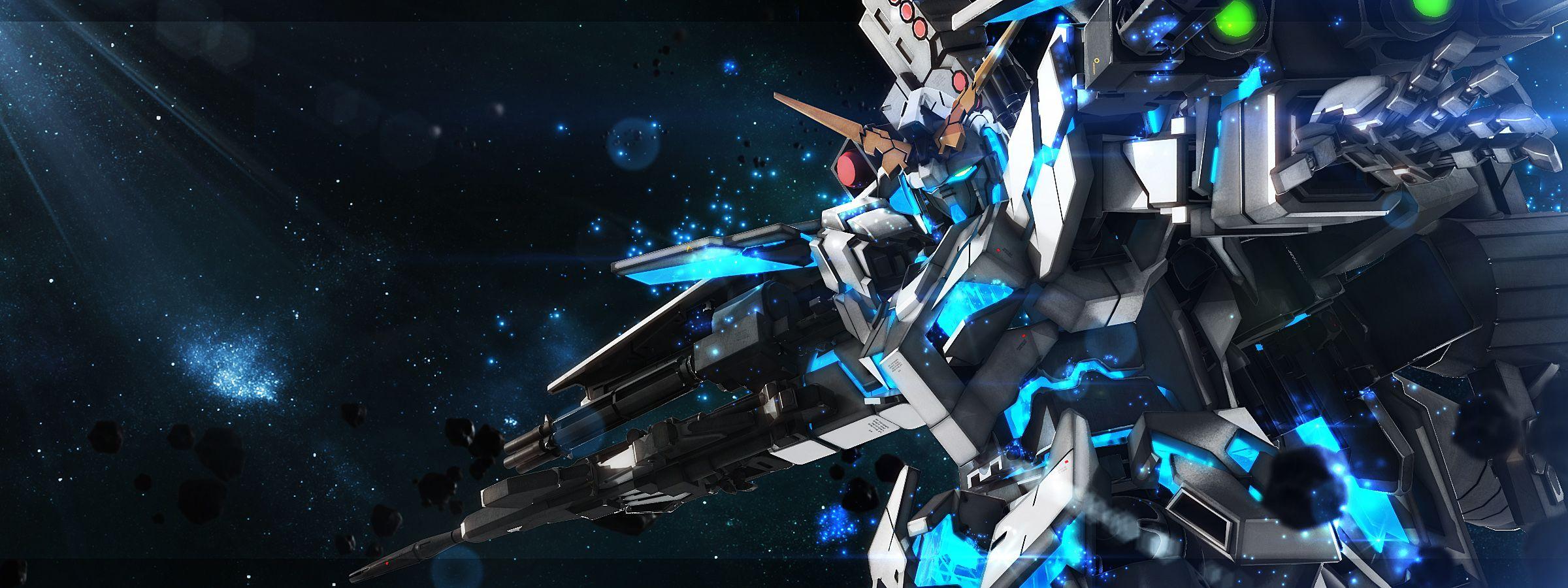 2400x900 Gundam Unicorn HD Wallpaper