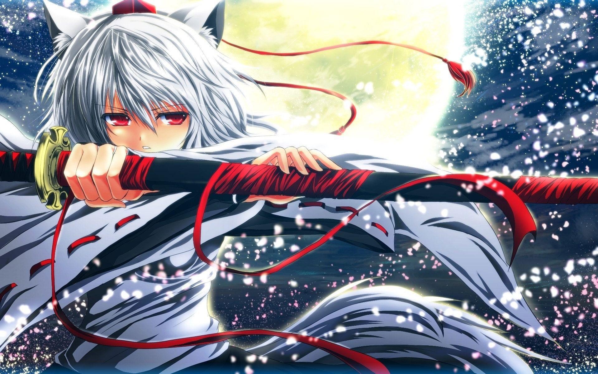 1920x1200 Anime Cat Girl Background Wallpaper 21356 Samurai Girl Wallpaper HD
