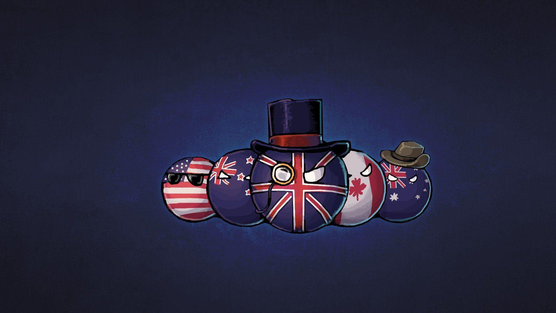 1920x1080 countryballs, USA, England, Canada, Australia, Hat, New Zealand HD Wallpaper / Desktop and Mobile Image & Photo