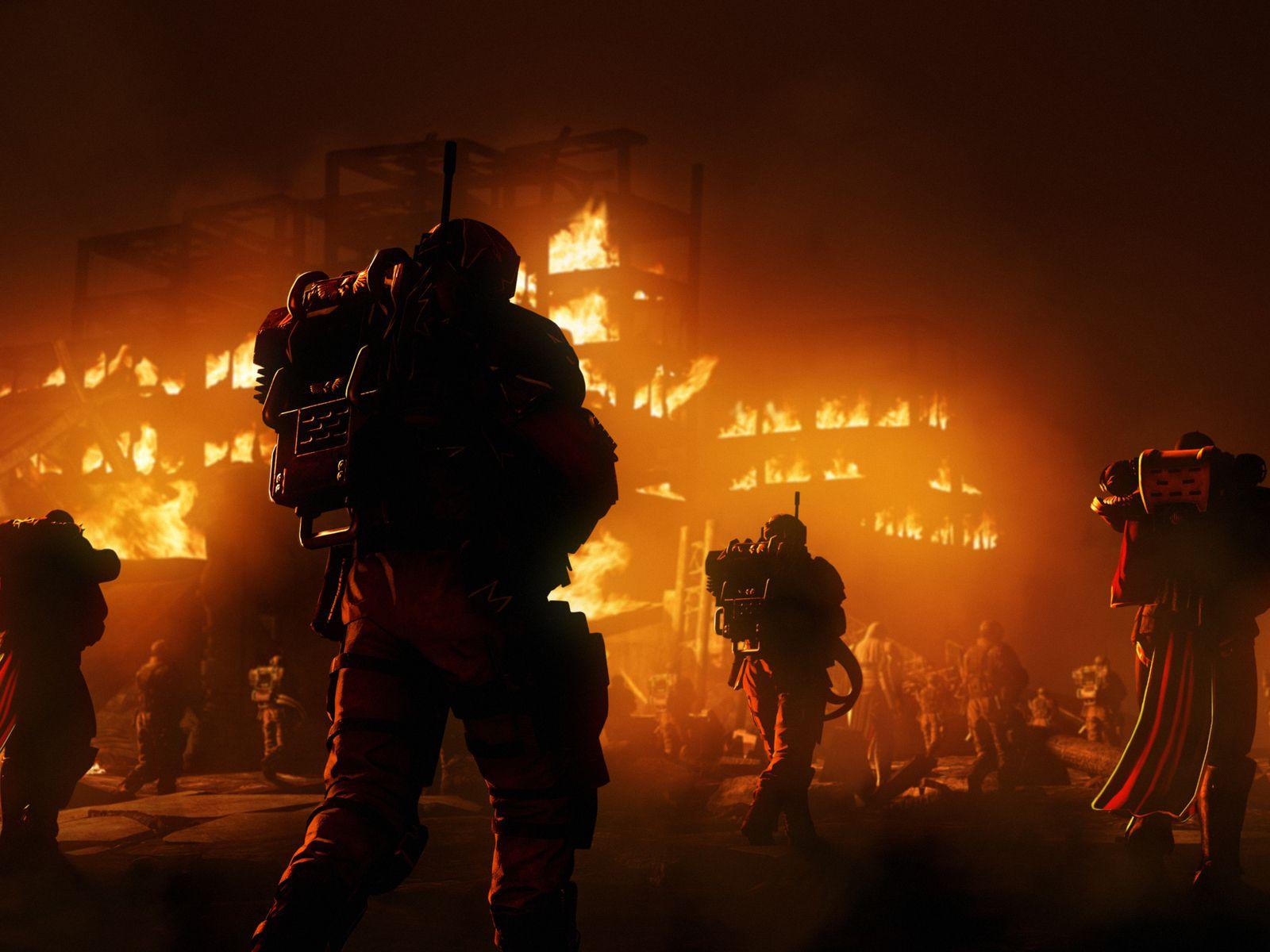 1600x1200 Warriros In Metal Jackets War Night Fire 1600x1200 Resolution HD 4k Wallpaper, Image, Background, Photo and Picture