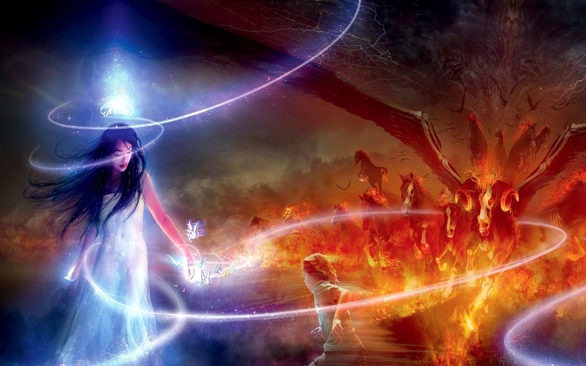 1920x1200 Download Wallpaper, Download angels women abstract artistic fire fantasy art horses lightning 1920x1200 wallpaper Wallpaper –Free Wallpaper Download